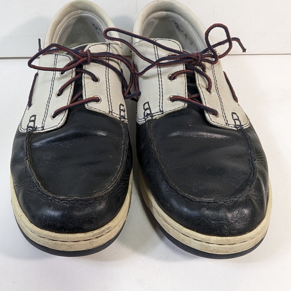 Vtg Mens Timberland 3 Eye Lug Hand Sewn Lace-up Blue White Shoes Size 10.5 5922 - Picture 5 of 11